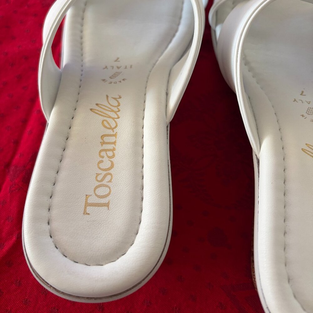 TOSCANELLA WHITE WEDGE SLIP ON SANDAL SIZE 7 - Picture 11 of 14